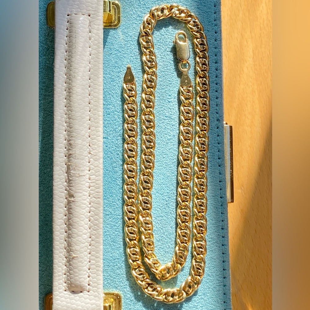 Chunky 18K Italian Gold Double Curb Chain - Picture 5 of 7